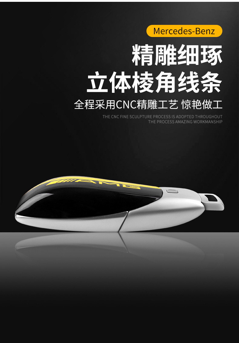 Suitable for Mercedes-Benz Key Shell E-Class C-Class Glc/G-Class/Gle/Gls Black and White Amg Apple Tree Rear Cover Modified Shell