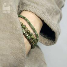 个性复古绿石珠子手链 设计民族风女款特色饰品多层手串套餐