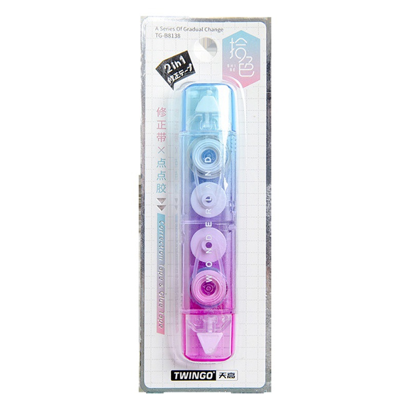 Tiangao cinta de corrección de gradiente de alto aspecto estudiante portátil multifuncional corrección cinta transparente Dot pegamento dos en uno