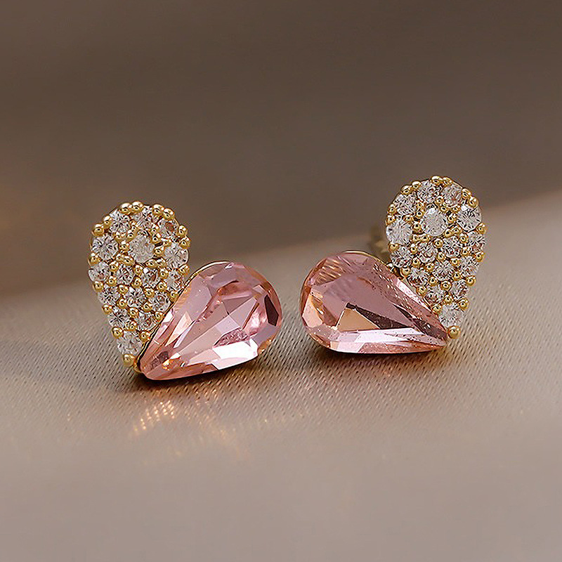 Silberne Nadel, modisch, künstlicher Kristall, Diamantbesatz, europäisch und amerikanisch, schlicht, kleines Pfirsichherz, elegant, hochwertig_voghion.com