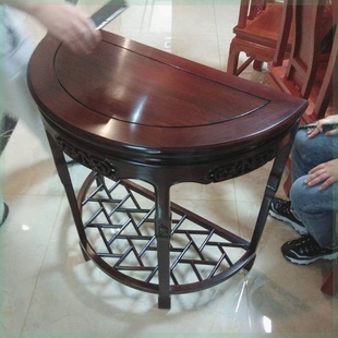 # mahogany chinese style half round table sour branch wood porch half round table solid wood antique flower stand flower table crescent half table