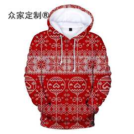男女同款跨境亚马逊 圣诞节 Christmas 3D带帽卫衣现货卡通无吊牌