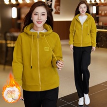 加绒运动服套装女秋冬2025新款时尚卫衣冬连帽跑步休闲两件套
