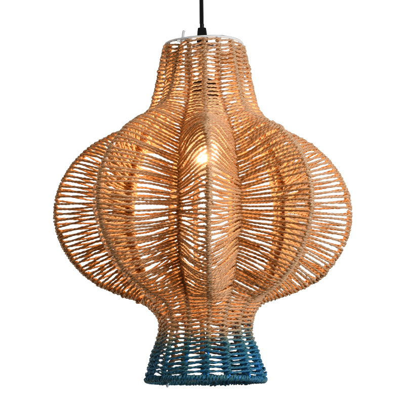 Araña de ratán japonés Zen sala de té tienda de ropa nuevo restaurante chino restaurante de olla caliente B & B Balcón de ratán lámpara de cuerda de cáñamo