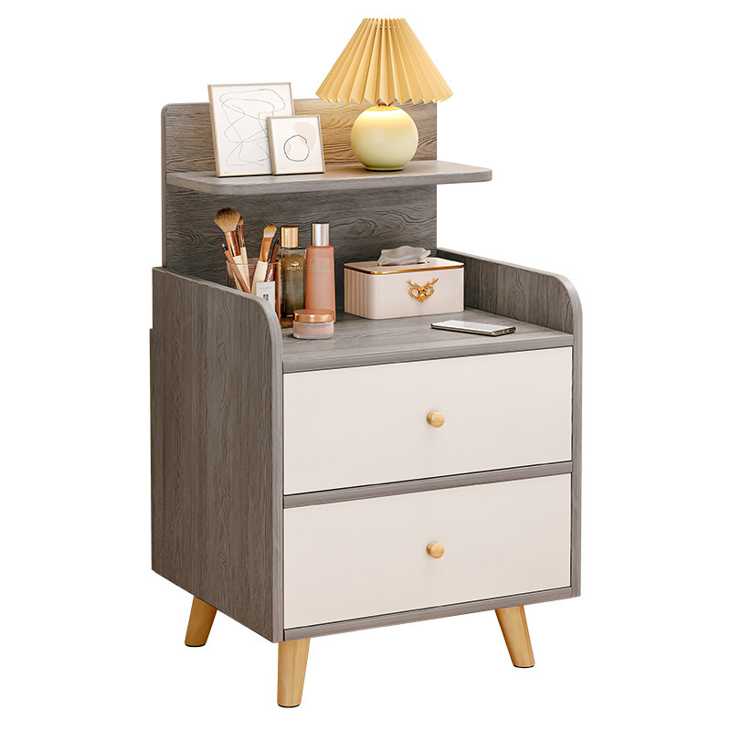 Mesa de cabecera pequeña pierna de madera sólida casera cabecera armario de almacenamiento de almacenamiento del dormitorio estante de cabecera simple y moderno