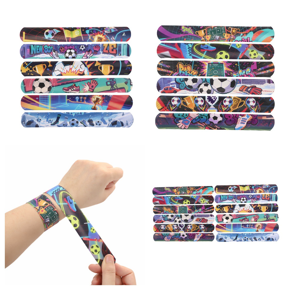 25 Copa del mundo de fútbol, anillo de palmaditas de PVC, anillo de palmaditas de fútbol, pulsera de música de palmaditas de fútbol