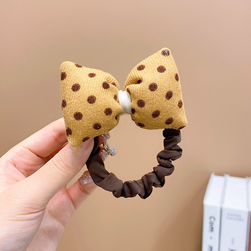 Brown Flor intestino delgado banda de pelo niños Chica corbata cabeza de la bola no duele el pelo banda de goma cuerda del pelo accesorios para el cabello tocado