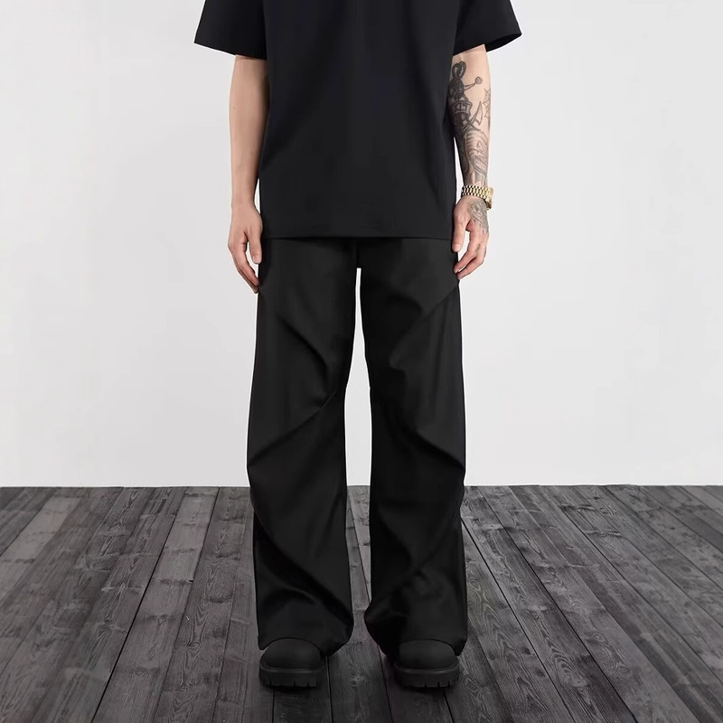 Trendy Brand 2025 New Spring and Summer Loose Black Casual Pants for Men, Trendy Versatile Drapey Wide-Leg Floor-Length Trousers Trendy Brand 2025 New Spring and Summer Loose Black Casual Pants for Men, Trendy Versatile Drapey Wide-Leg Floor-Length Trousers