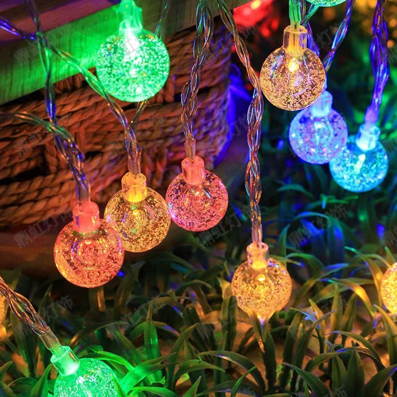 Venta al por mayor LED burbuja bola luz cadena festival boda decoración cadena luz solar gypsophila decoración de Navidad al aire libre