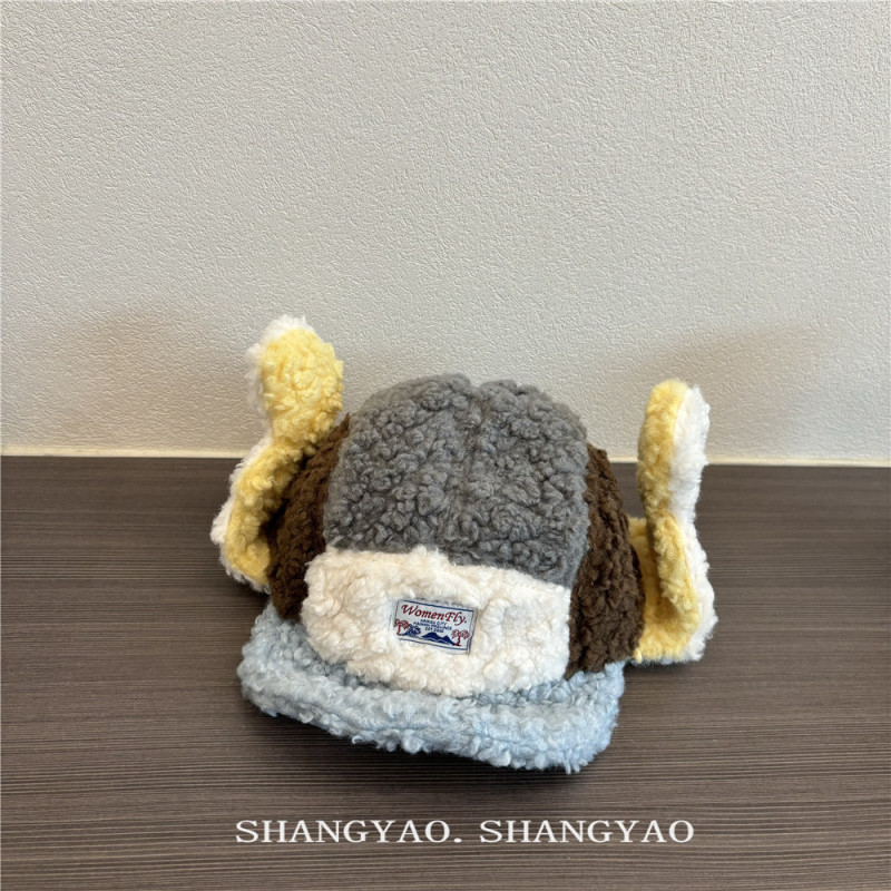 冬季儿童帽子保暖羊羔绒鸭舌帽男女童 护耳雷锋帽ins眼睛亲子款潮|undefined