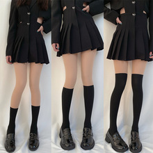 秋冬一体加绒连裤袜女外穿光腿神器JK假过膝保暖加厚假小腿拼接丝