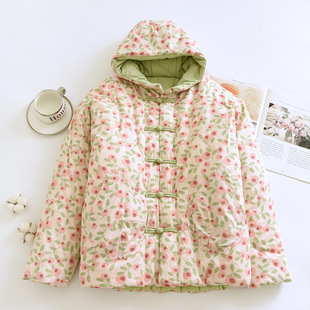 84 Winter Handmade Pure Cotton Hooded Cotton Coat Adult Women's Coat Cotton Coat Warm Cotton Coat