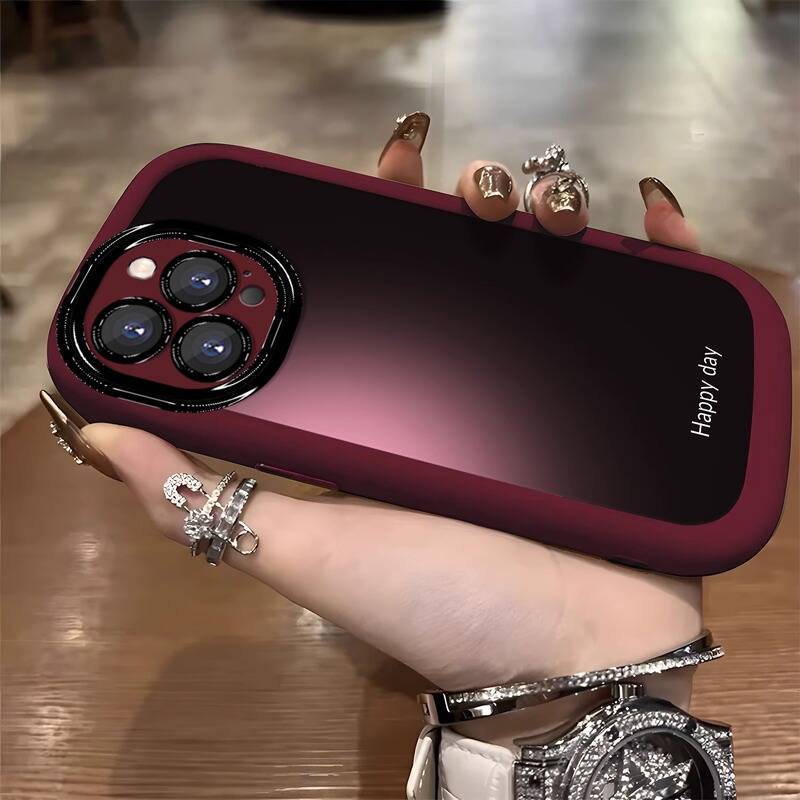 Gradient English Apple 17Promax Mobile Phone Case Silicone Puff Case 15Pm High-End Painted Iphone14 Soft