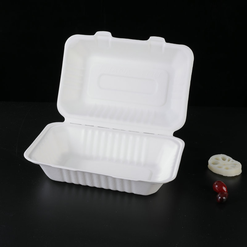 Pulpa de caña de azúcar desechable degradable caja de embalaje de platos de comedor para llevar caja de comedor de bocadillos caja de engrosamiento platos de comedor