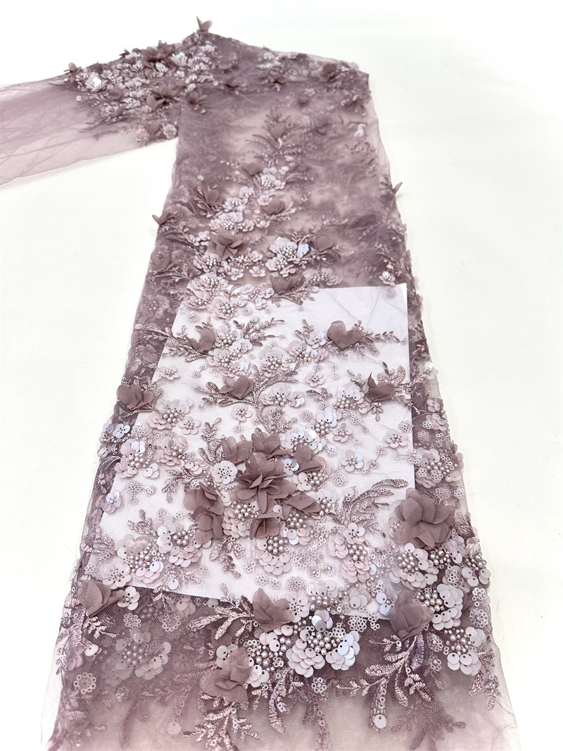 Tejido bordado de calcomanías hechas a mano, tela de calcomanías, vestido de novia de moda, vestido de moda, tela de vestido de moda
