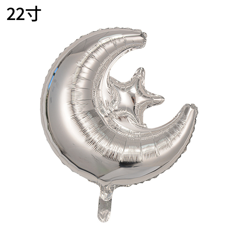 22 pulgadas estrellas y la luna en un globo de aluminio, decoración de decoración extranjera, un globo de estrellas y la luna