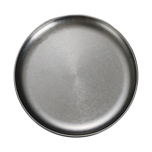 Korean retro-style disc stainless steel old shallow dish dessert cake plate cafe tray