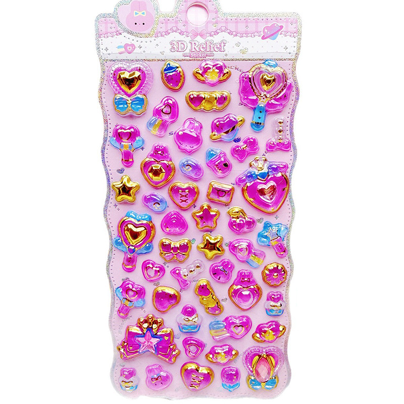 Embalaje exquisito estampado punto taladro sólido pegatinas de dibujos animados para niños decoración diy	Creativo 3D estereotipo en relieve stickers