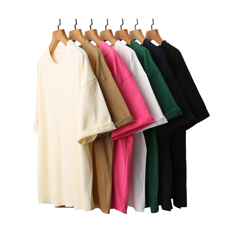 20-Count Combed Cotton 230g Heavyweight Pure Color Round Neck Short-Sleeved Blank Shirt Off-Shoulder T-Shirt Bottoming Shirt Oversize 20-Count Combed Cotton 230g Heavyweight Pure Color Round Neck Short-Sleeved Blank Shirt Off-Shoulder T-Shirt Bottoming Shirt Oversize
