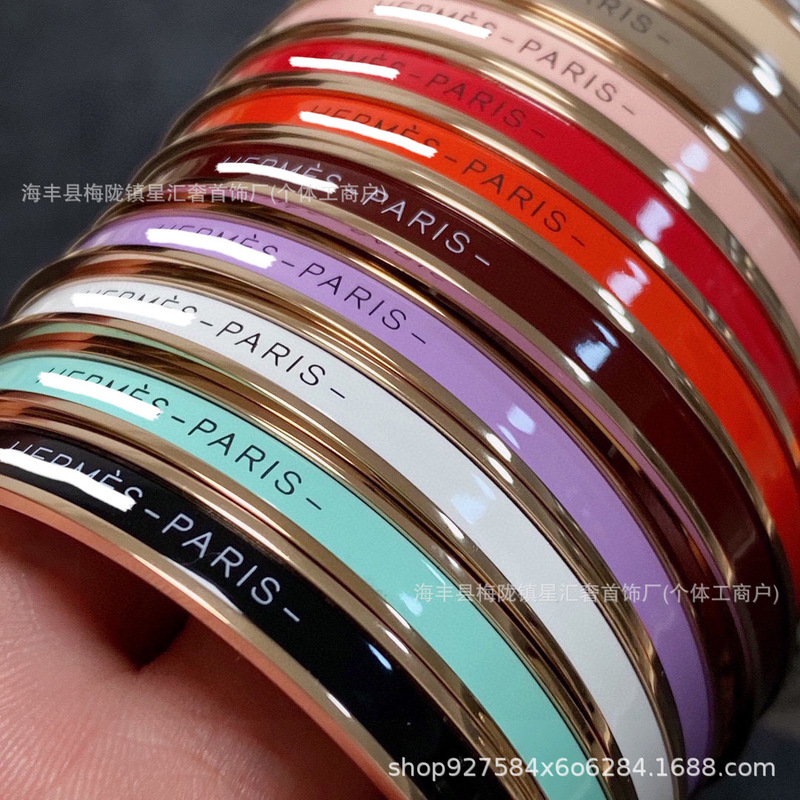 H Love Home High Version Enamel Round H Letter Plain Circle Bracelet Women's Trendy Niche Versatile Titanium Steel Bracelet