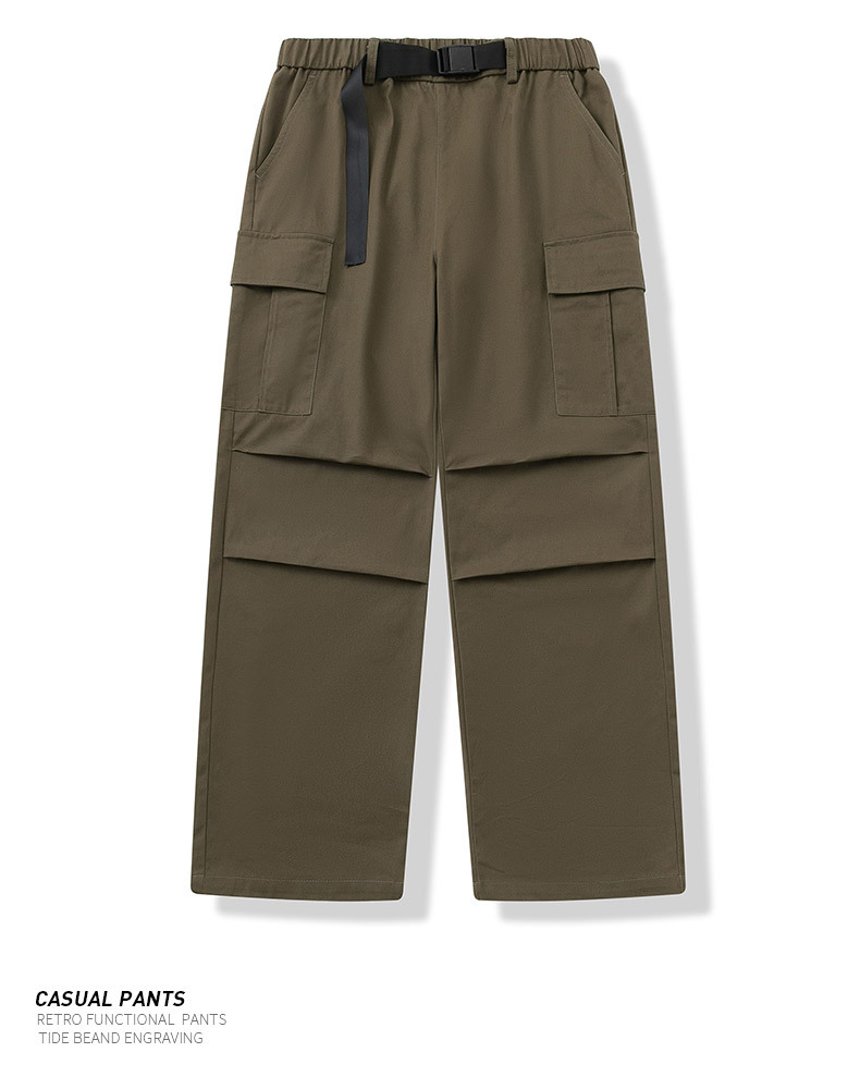 Men's Cotton Cargo Pants Straight Leg With Belt And Buckle_voghion.com