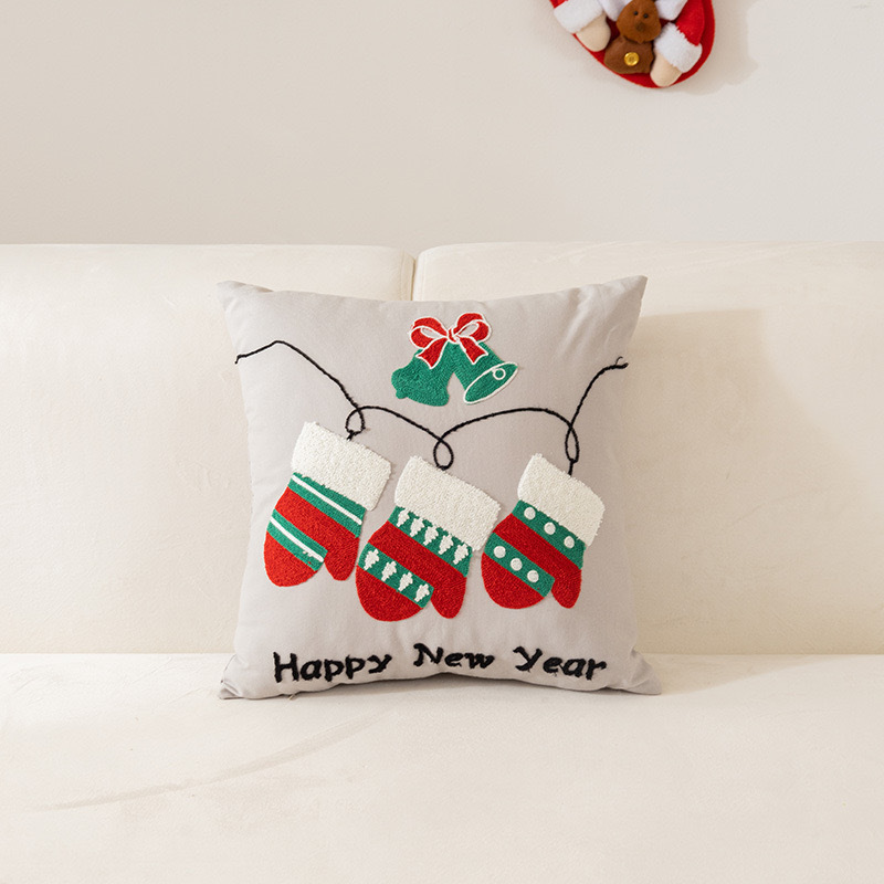 クリスマスタオル刺繍枕カバーホリデーホームソファクッションクリスマス枕リビングルームクッションカバーアマゾン|undefined
