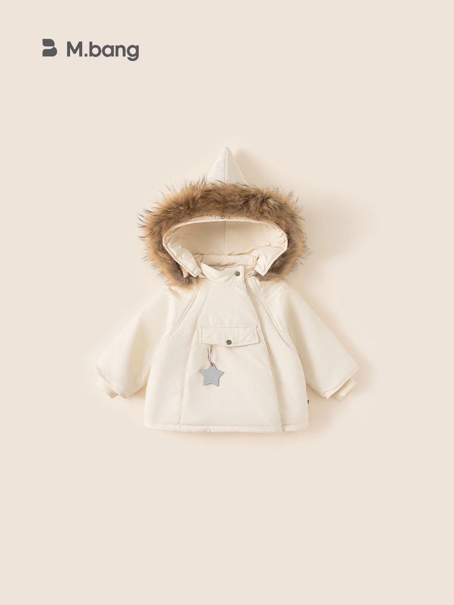 Babycity chaqueta acolchada de algodón para niños abrigo de estrella con capucha para niñas estilo coreano chaqueta acolchada de algodón engrosada estilo occidental DY23192
