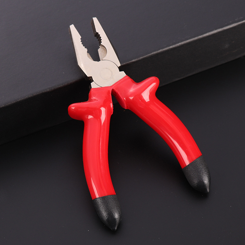 Rojo y negro mango grueso alicates de alta presión mango aislante manual alambre de acero herramientas eléctricas conjunto de pinzas de boca afilada pinzas de boca inclinada