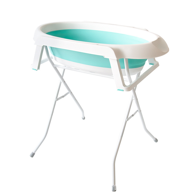Bañera para bebés, bañera para bebés plegable, soporte alto, mesa de cuidado del recién nacido, mesa de contacto para lavar el trasero y cambiar el pañal