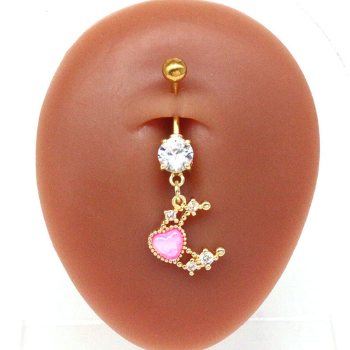 European and American cross-border diamond-encrusted Butterfly Moon Planet belly button ring, navel ornament, navel nail, body piercing jewelry manufacturer