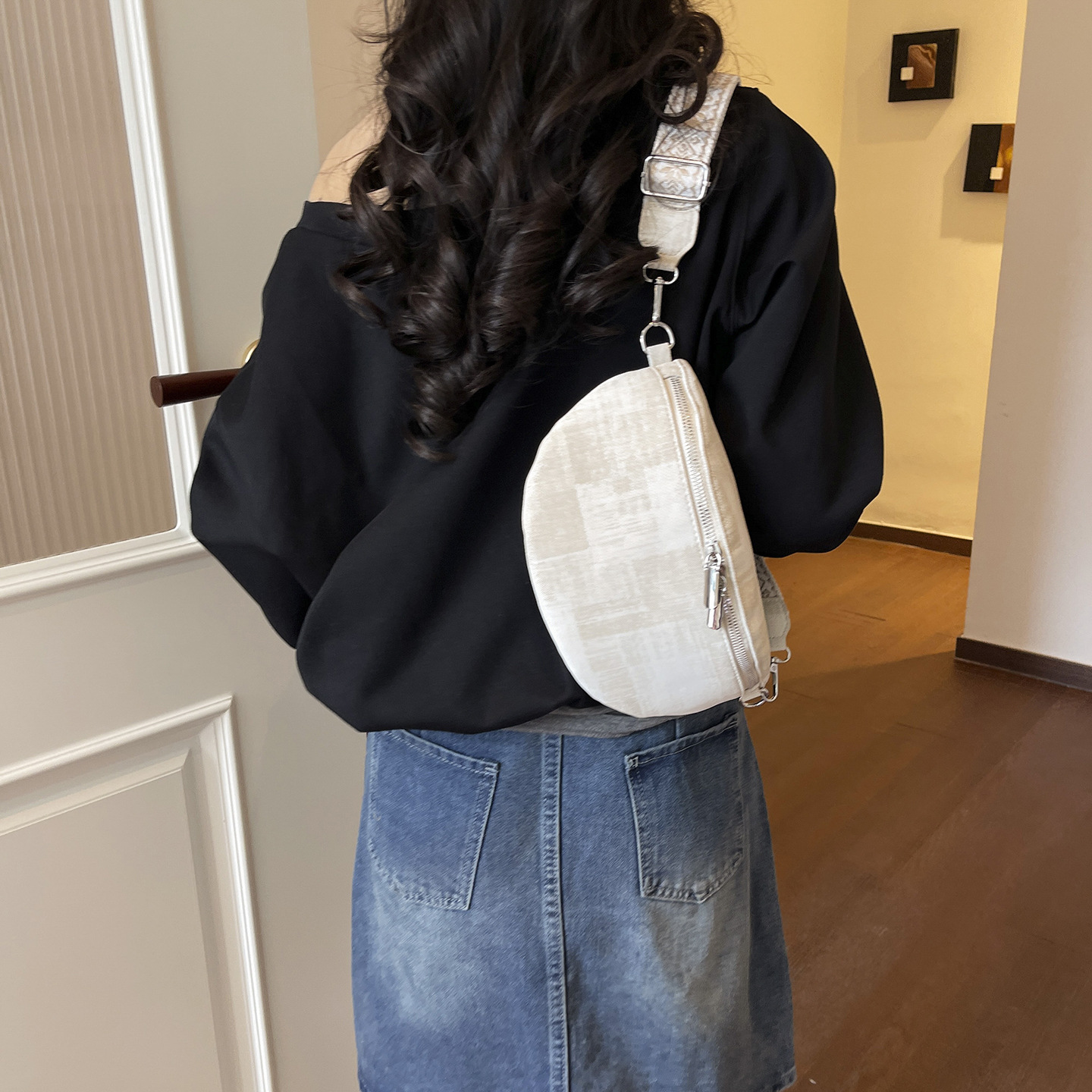 Borsa a tracolla da donna texture versatile marsupio e chest bag_voghion.com