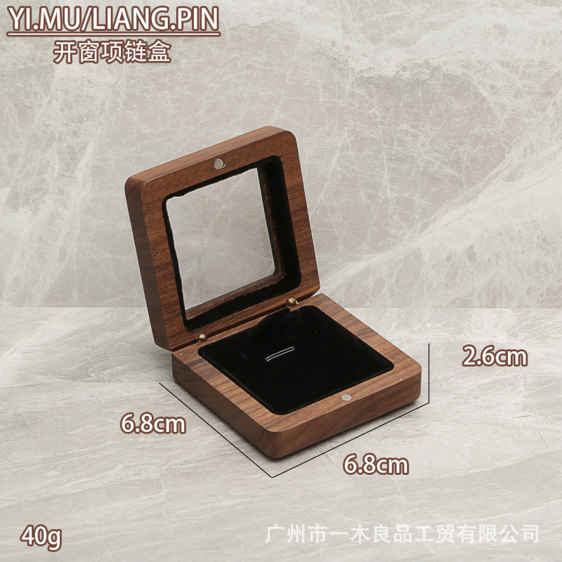 6.7 薄型ウォールナットラウンドウィンドウペンダントネックレスボックスギフトボックスブレスレットリングイヤリングポータブルジュエリーボックス|undefined