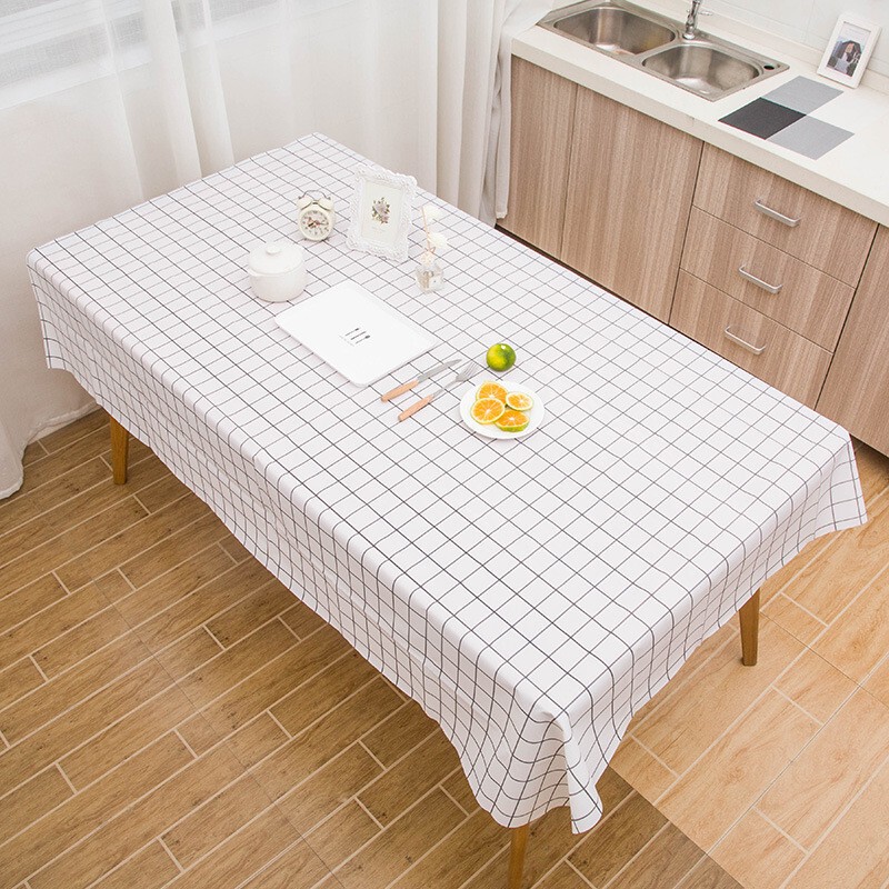 Rectangular Checkerboard Tablecloth Fresh Style Plaid Waterproof and Oil-Proof Tablecloth Household Living Room Coffee Table Wash Mat