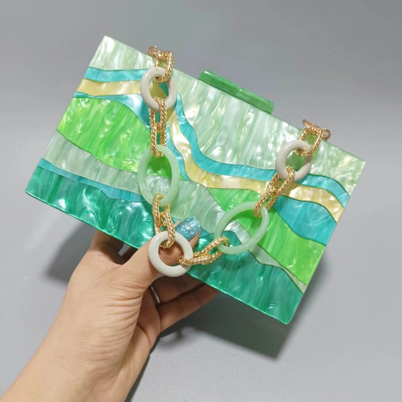 Acrylic Material Arylic Color Block Square Evening Bags