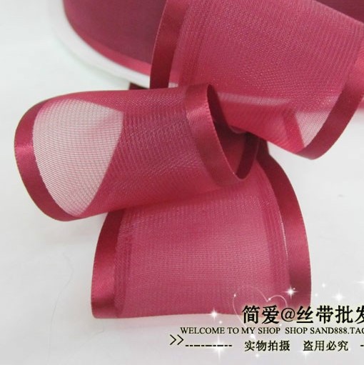 三顶织带丝带 蛋糕包装配件 蝴蝶结发饰材料宽边雪纱雪纺 酒红
