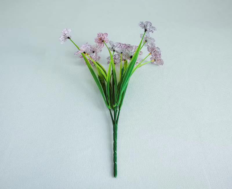 Planta verde artificial de cinco cabezas de primavera hierba Violeta artificial flor artificial decoración de flores de plástico boda Hotel Oficina