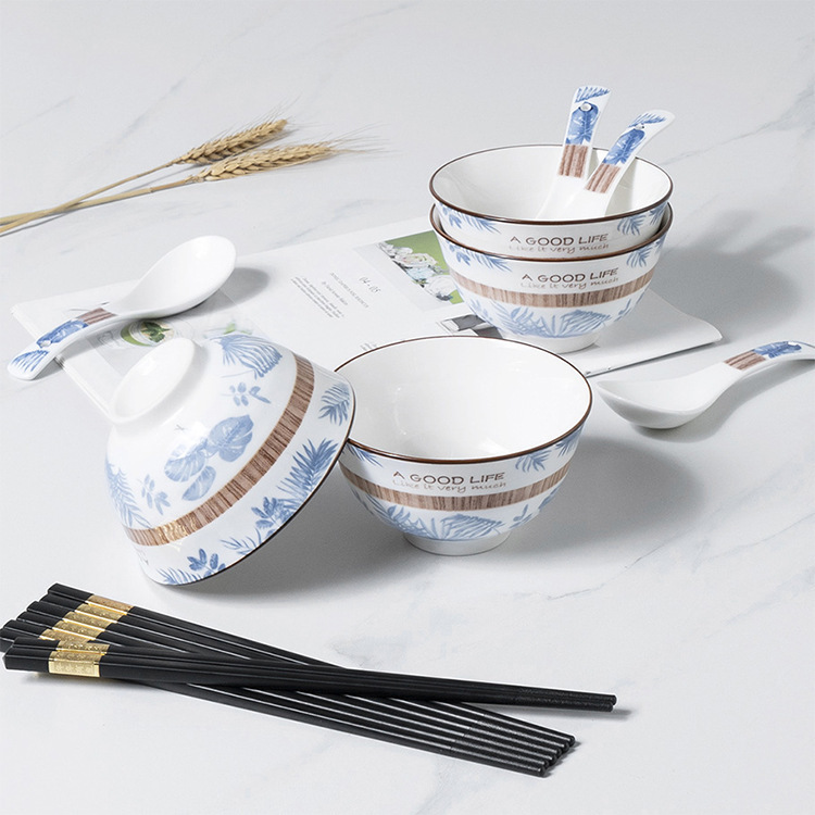Debo德铂DEP-768卡梅拉餐具套装家用陶瓷碗筷勺子套装12件套家用