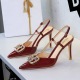 312-K213 European and American high heels for women, thin heels, patent leather, shallow mouth, rhinestone metal buckle, straight strap, empty toe single shoe