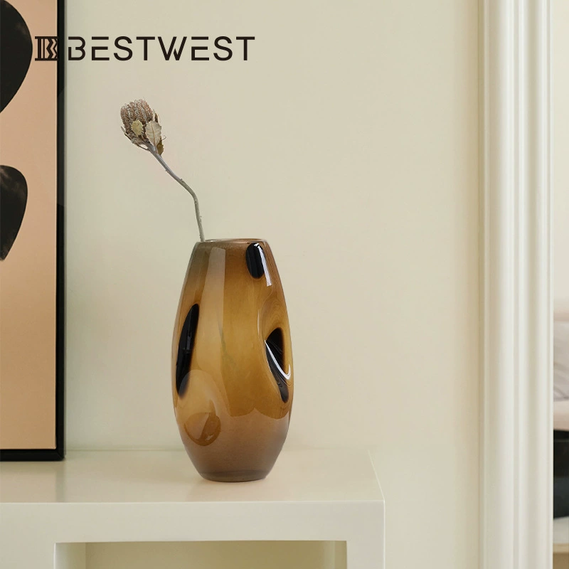 Bossi Home Средние Древние коричневые черные в горошек Овальная стеклянная ваза предметы интерьера мягкие украшения гидропонная ваза для цветов