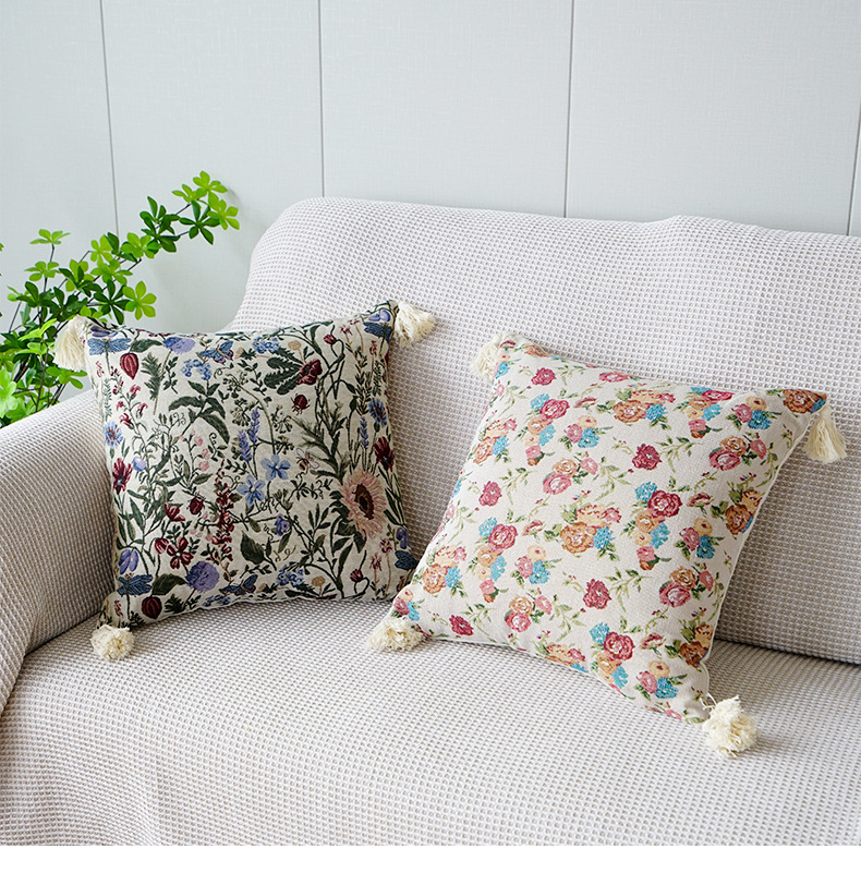 Piante, fiori e piante, federe jacquard, divani da soggiorno, nappe sospese, cuscini, cuscini da comodino_voghion.com