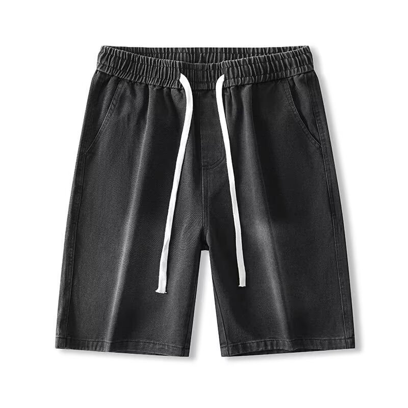 Men's Summer Fashion Denim Shorts Drawstring Loose Fit Casual Mid Length Five Point Trendy_viptrois.com