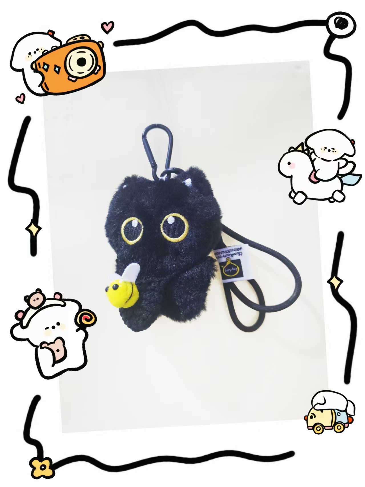 Super lindo pequeño gato negro colgante personalidad lindo muñeca de peluche tejido a mano colgante regalos multicolores para un buen amigo