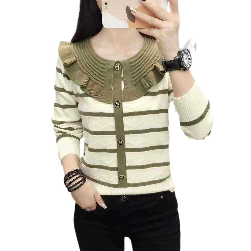 Knitted sweater, autumn set, base body-friendly long-sleeve, V-neckline