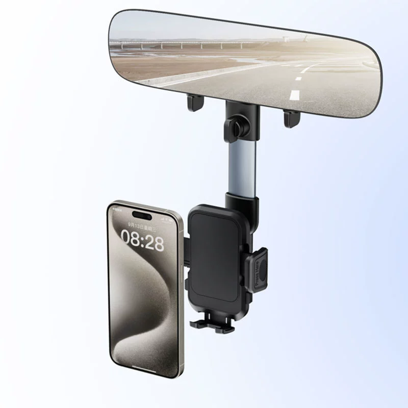 Автомобильные зеркала заднего вида держатель мобильного телефона с расширяемым зеркалом из алюминиевого сплава Выдвижная 360 градусов вращающаяся автомобильная навигационная кронштейна