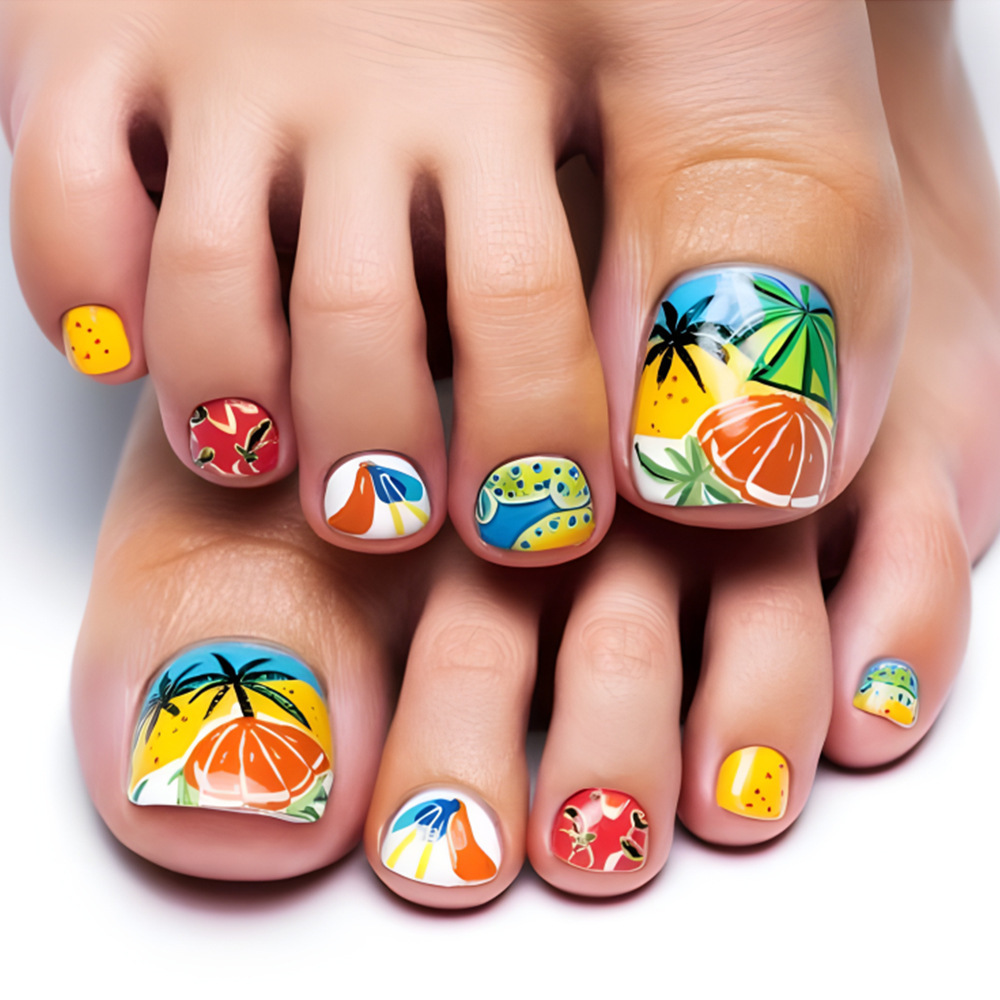 Hot Girl Summer Beach Coconut Tree Nail Nail Sencillo Shell Snigle Nail Parche de uñas Venta caliente en Europa y América