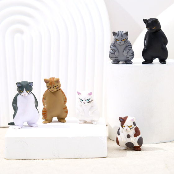 6 animal cat social cat bad cat gangster cat squat posture blood cat toy doll model ornaments