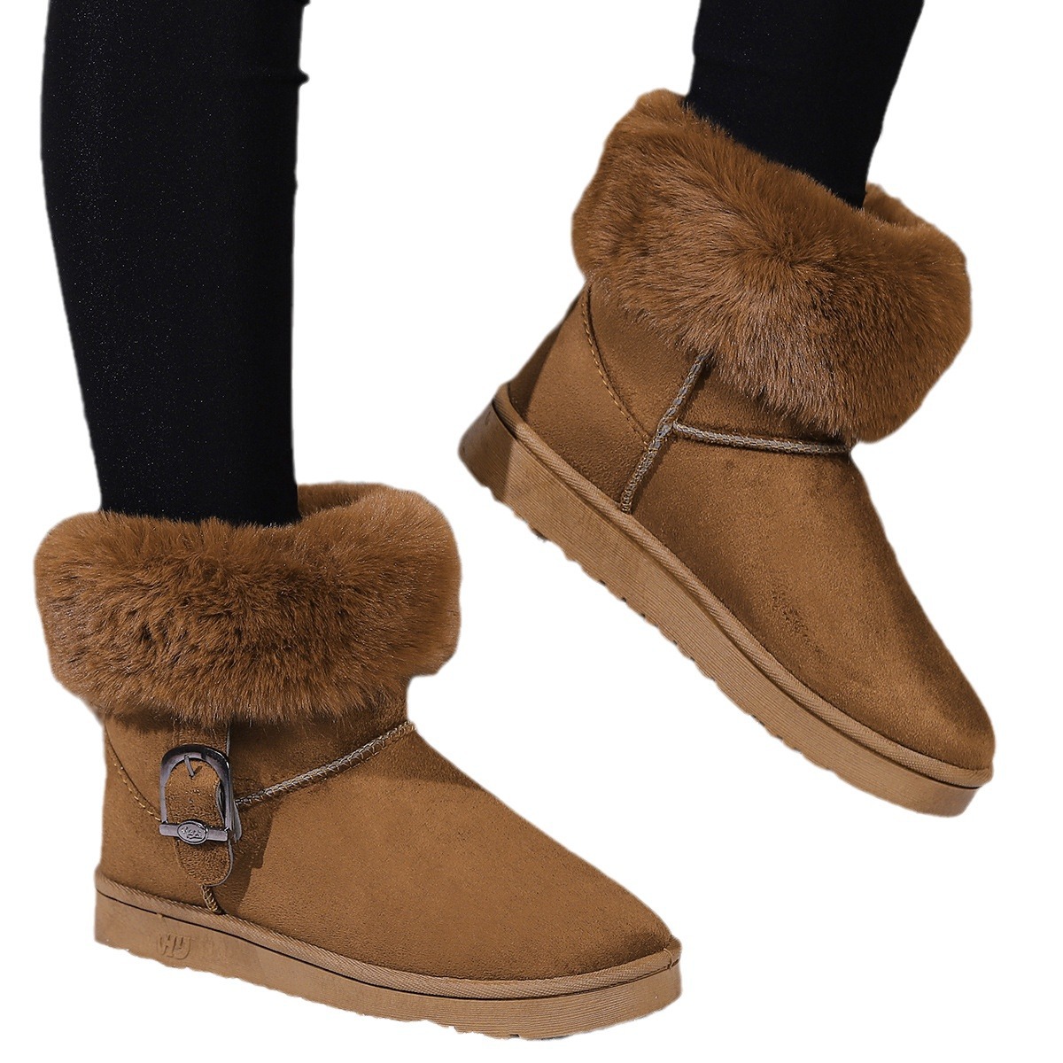 2023 de espesor talón plano de invierno de fondo plano forrado de lana de algodón acolchado noreste Comercio exterior botas de nieve transfronterizas para las mujeres