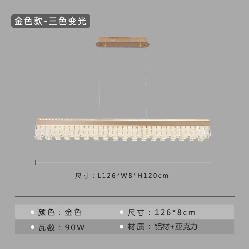 Candelabro de restaurante italiano moderno y simple, luz de cristal de lujo, luz de comedor larga, nueva lámpara de mesa al por mayor