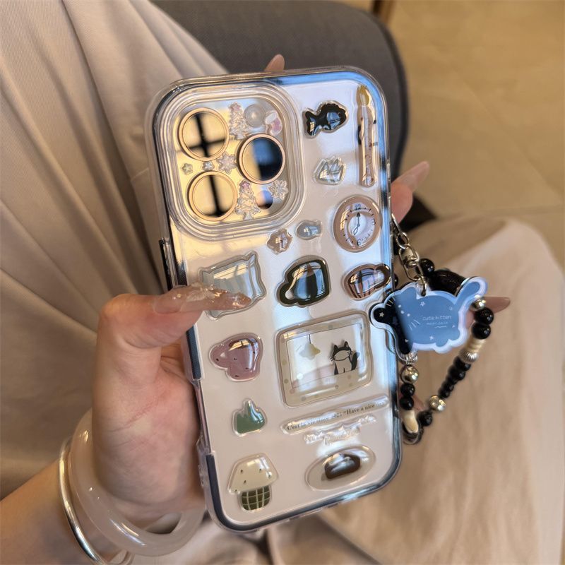 かわいい黒猫ステッカーチェーン Huawei 社 mate60pro 携帯電話ケース P70/P60/P50 新しい mate70pr に適しています|undefined