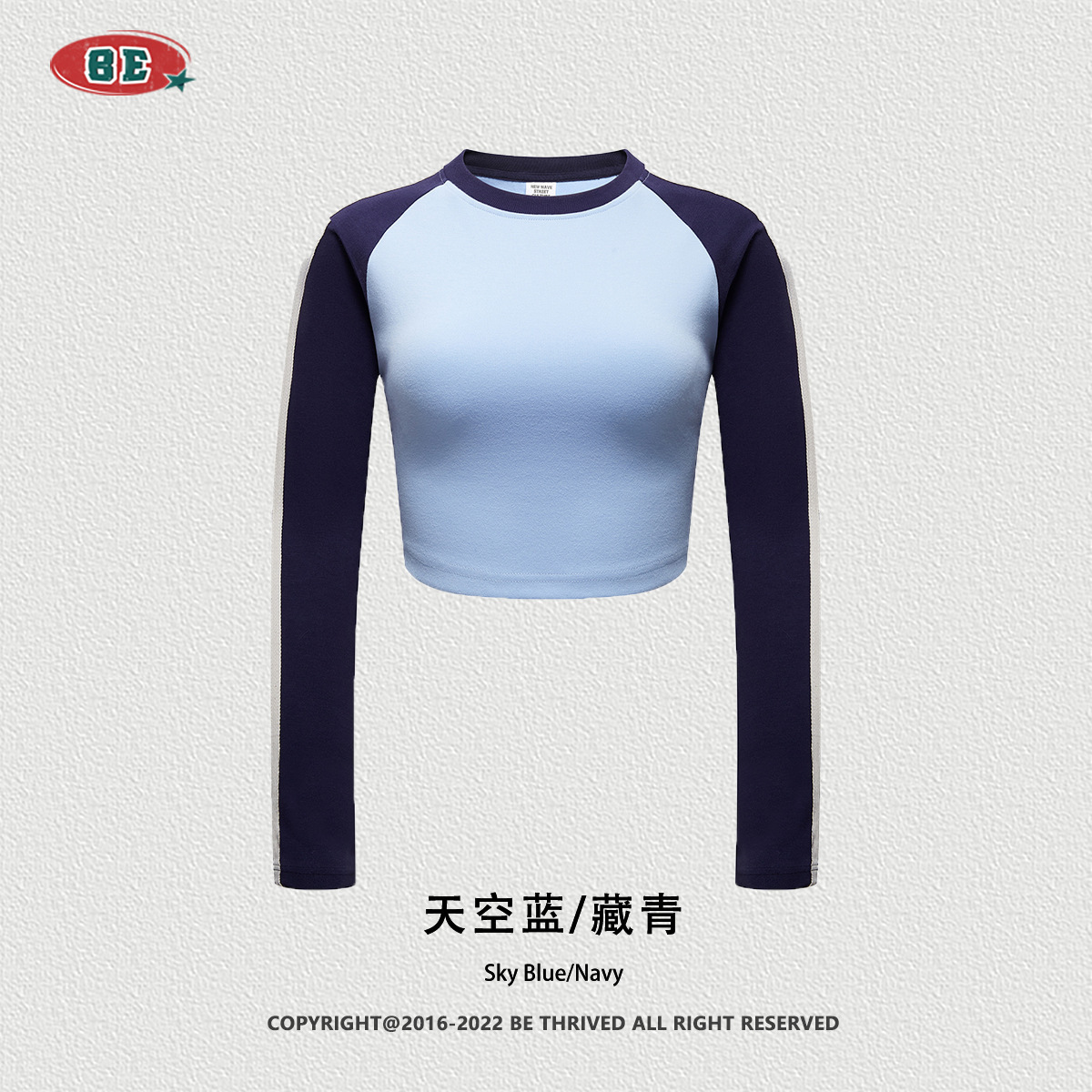 Ser preferencia| Comercio exterior de Europa y Estados Unidos cuello redondo de color caliente chaqueta de umbilical marca de té de color corto camiseta de manga larga mujer image 9